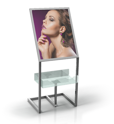 Slanted Floor Sign with Pamphlet Tray Slanted Floor Sign with Pamphlet Tray