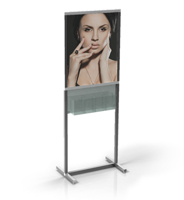 Full Sheet Floor Signholder with 4 Compartment Literature Holder Full Sheet Floor Signholder with 4 Compartment Literature Holder